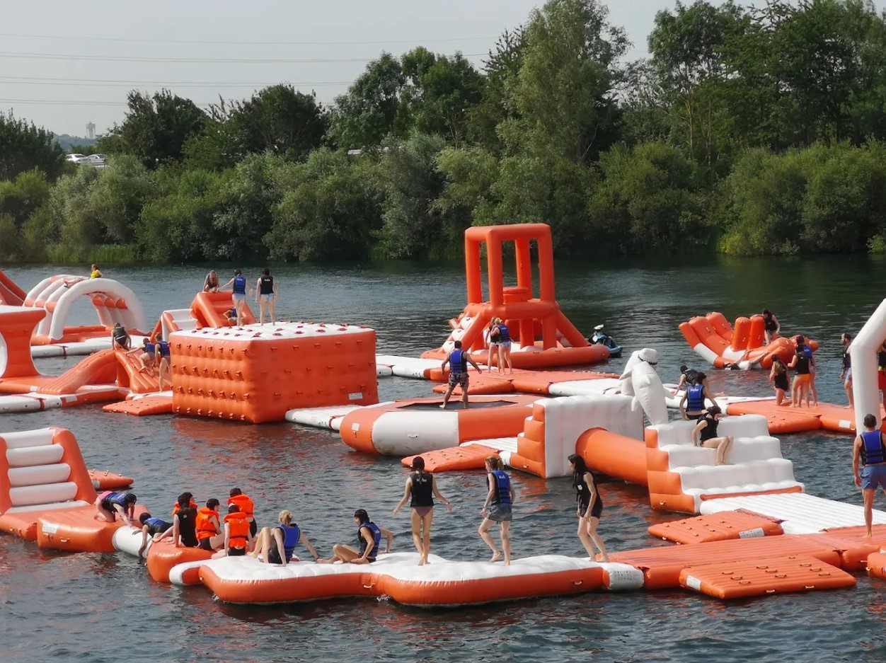 Inflatable course on water